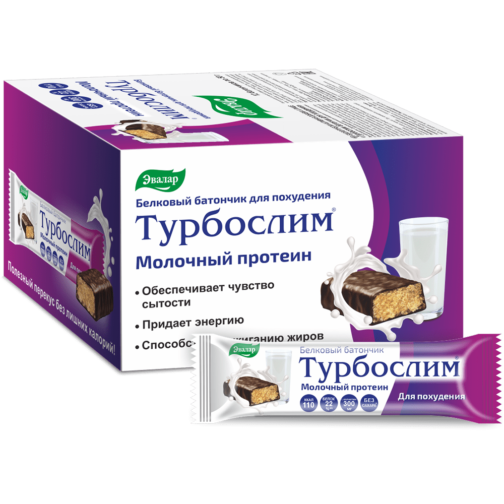 Турбослим белковый батончик «Молочный протеин» 12 батончиков — купить ...