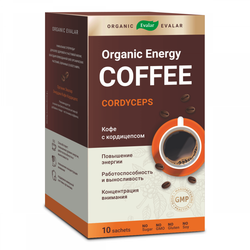 Растворимый кофе с кордицепсом Organic Evalar energy/ Энергия — купить ...